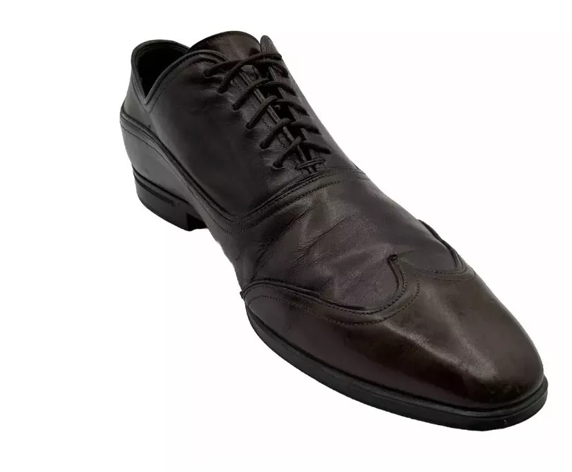 Chaussures Gucci homme 9,5 D cuir marron vieilli cousu Oxford Made in Italy