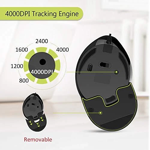 Ergonomic Mouse Wired Large RGB Vertical Mouse with 6 Buttons 4000DPIRemovabl... - Image 4 of 4