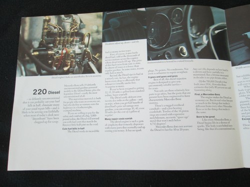 Mercedes 220D 1968 1969 catálogo desplegable 220 D diésel W115 folleto de ventas en Estados Unidos - Imagen 3 de 5