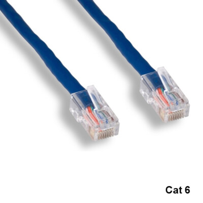 KNTK Blue 7' Cat6 UTP Ethernet Cable 24AWG 550MHz RJ45 Network Non-Booted Type
