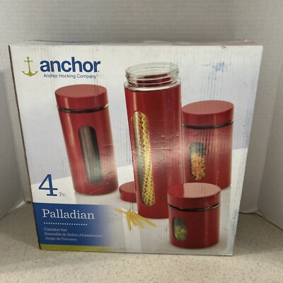 ANCHOR HOCKING''  PALLADIAN '' 4 PC. RED CANISTER SET      2012