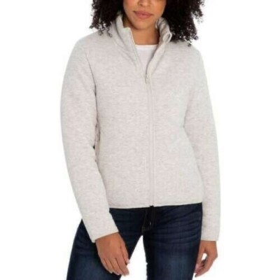 Three Dots Women's Grey Quilted Knit Jacket Size SMALL