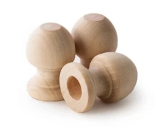 Finial Cap Ends, 3 Sizes of Hardwood Wooden Finial Dowel Cap Ends