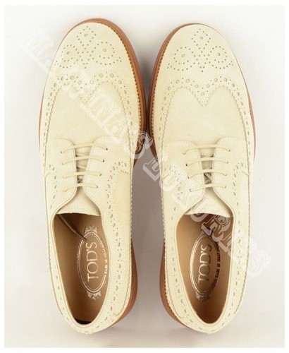 MENS TOD'S SHOES LOAFERS BUCATURE OXFORD WINGTIPS FONDO LIGHT 9.5 / US 10.5 - Picture 6 of 9