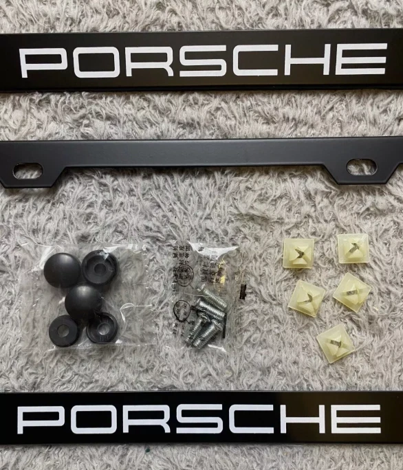 Porsche Matte Black License Frames Car License Plate Frame Holder Back & Rear - Image 2 of 4