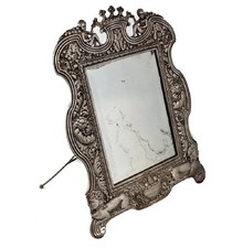 Antique French Silvered Bronze Easel-Back Mir...