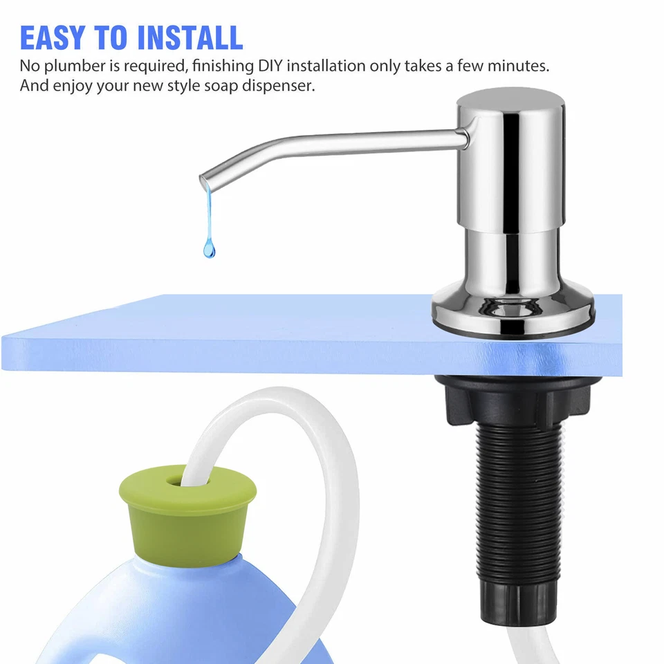 Kitchen Sink Soap Dispenser Extension Tube Kit Stainless Steel Countertop Pump - Image 4 of 4