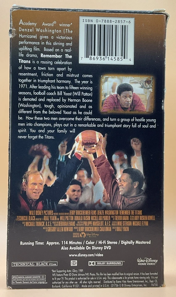 Remember the Titans VHS 2001 Denzel Washington  *Buy 2 Get 1 Free* - Image 2 of 3