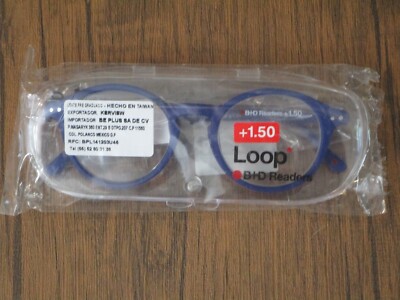 B+D LOOP +1.50 BLUE READERS READING GLASSES NEW