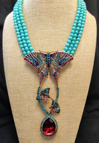 Strand Beaded Crystal Drop Necklace NWT 
