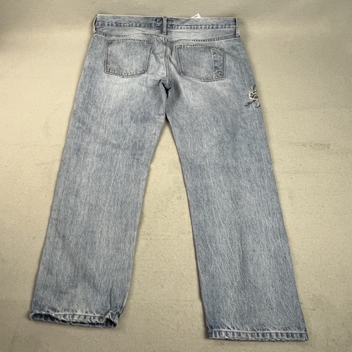 Current/Elliott Jeans Button Fly Embroidered Baggy Womens Mens 40X30 Blue Cotton - 第 8/14 張圖片