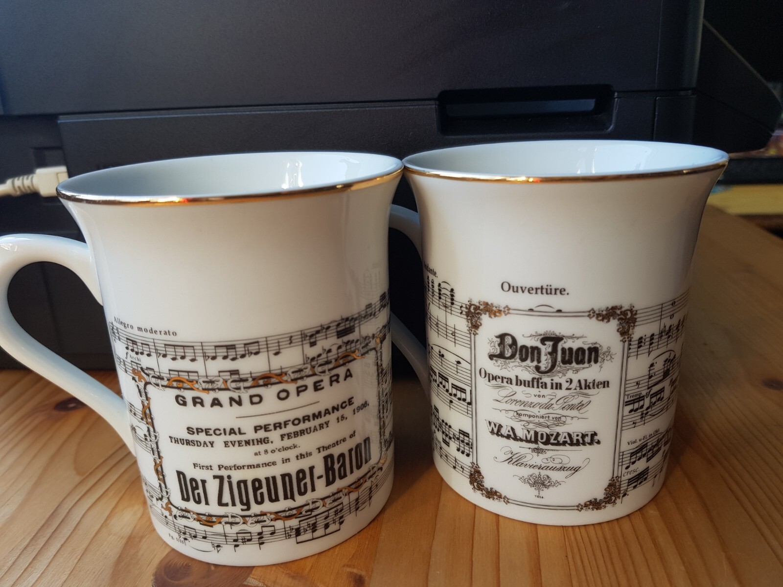 Musik Kaffeetassen Set 200ml, Souvenir, Johann Strauß, W.A. Mozart, Sammeltassen