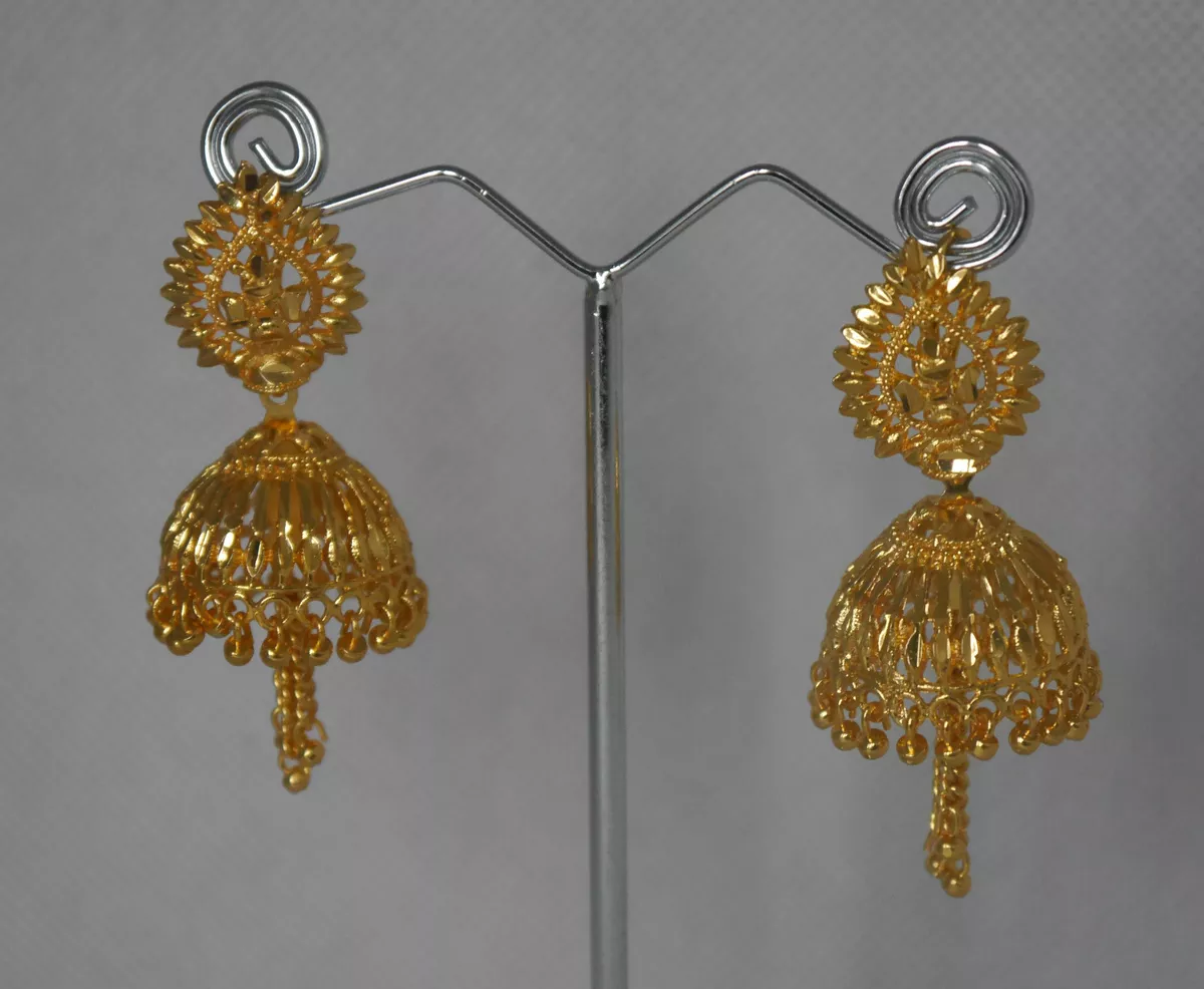 Arabic Design 2 Gram Gold Jhumki Earring Bridal Collections ER3568