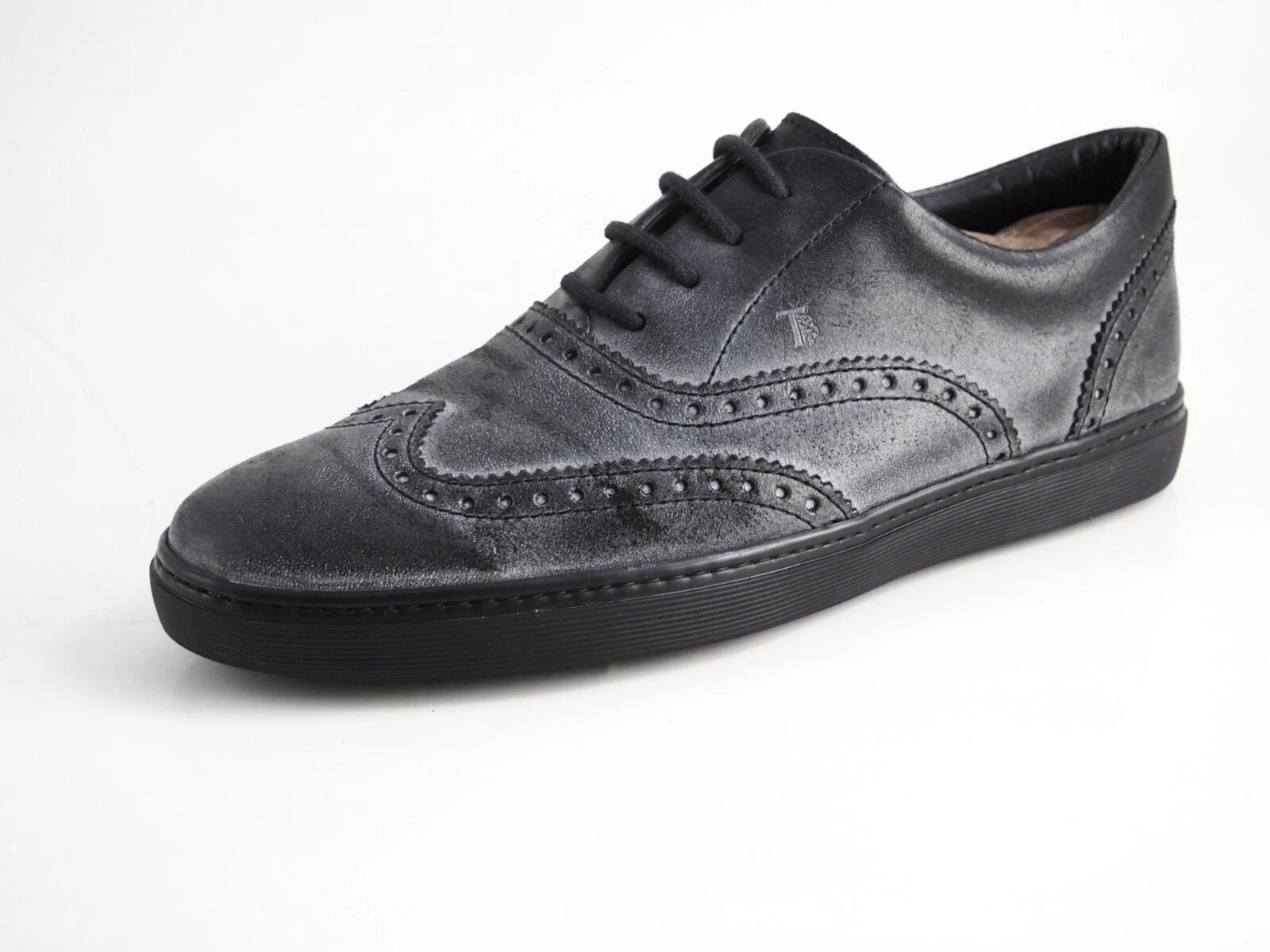 TOD’S Tod's Wingtip Brogue grigio scarpe da uomo in pelle obsolete taglia Eu 41 US 8