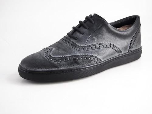 TOD's Wingtip Brogue Gray Antiqued Leather Mens Shoe Size EU 41 US 8 - Zdjęcie 1 z 8