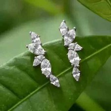 14K White Gold Plated 2Ct Marquise Cut Lab-Created Diamond Women Stud Earring