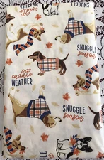 Harvest Collection Vinyl Oblong Tablecloth 52 X 90” Sweater Weather Dogs New