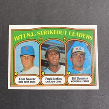 1972 Topps Baseball N.L. Strikeout Leaders Tom Seaver, Fergie Jenkins, Card # 95