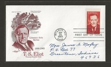 1986 US 22c T.S. Eliot FDC Literary Arts Series Scott #2239 Thomas Stearns