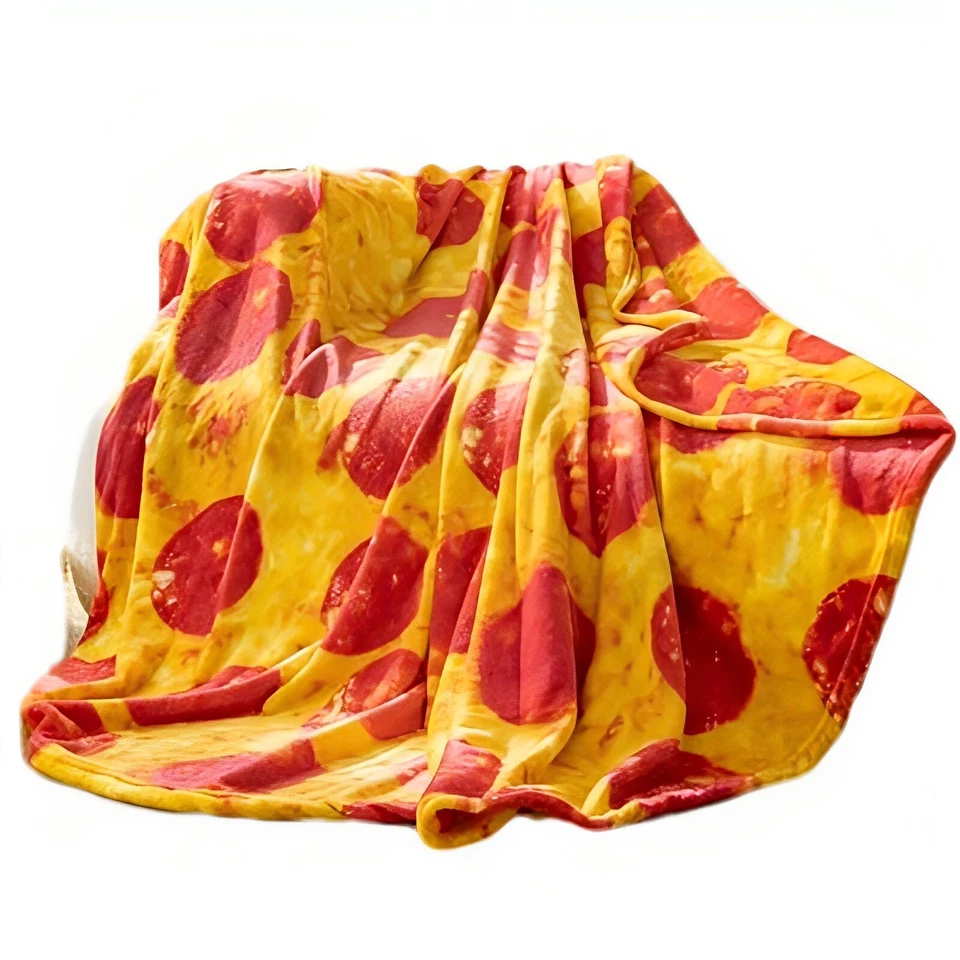 59in Pizza Nap Sofa Blanket,Double-sided Flannel Air Conditioning Warm Blanket - Image 2 of 4