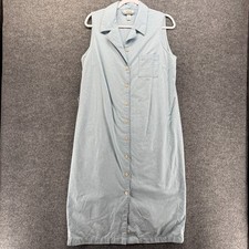 Talbots Denim Dress Womens 14 Blue Front Button Up Boho Cottage Western Peasant