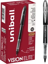 uni-ball Vision Elite Rollerball Pens 0.5mm Fine Point Micro Tip Black Ink 1 pck
