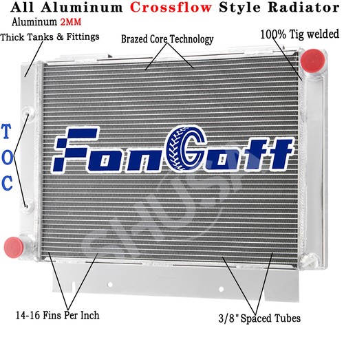 2 Rows Aluminum Radiator for 1960-1963 Ford Galaxie/Galaxie 500 ,L6 V8 New