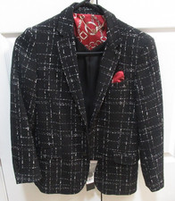 Elie Balleh Boys Suit Black Tweed Blazer Top Jacket Formal Wedding M 10 - 12