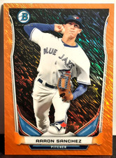 2014 Aaron Sanchez Bowman Chrome Prospect MINI Orange -  SN #/50 - Blue Jays