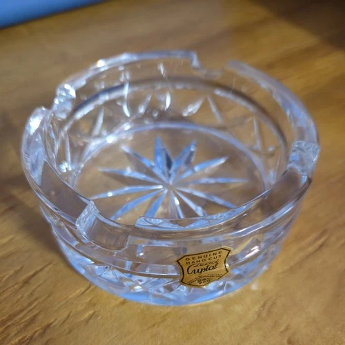 EUC 3.5" Waterford Crystal Ashtray - Vintage with Signed Marking