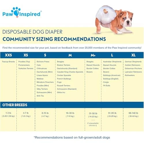 Paw Inspired Disposable Dog Diapers Female XXS 32 Count - Image 2 of 4