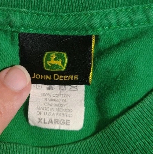 Camiseta John Deere Vintage Verde Amarillo Manga Corta Logo Ciervo Para Hombre XL  Foto 3 de 4