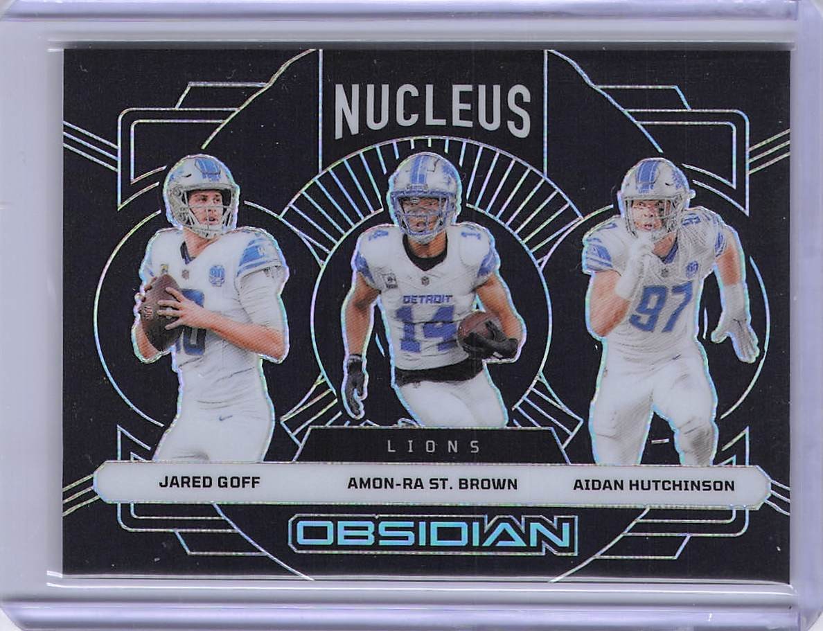 2024 Panini Obsidian #9 Aidan Hutchinson / Amon-Ra St. Brown / Jared Goff