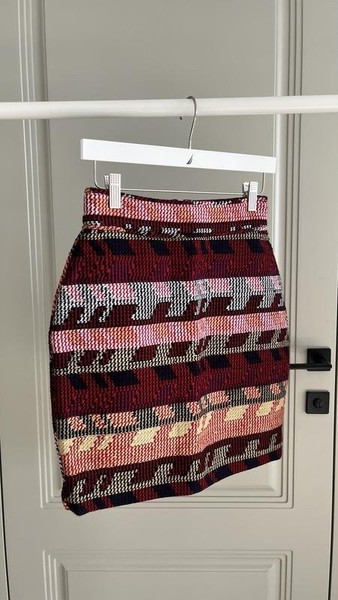 Women Maje Skirt Red Jacquard 36
