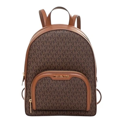 MICHAEL KORS JAYCEE Sac À Dos Main Marron Or Monogramme NEUF ! - Photo 1/3