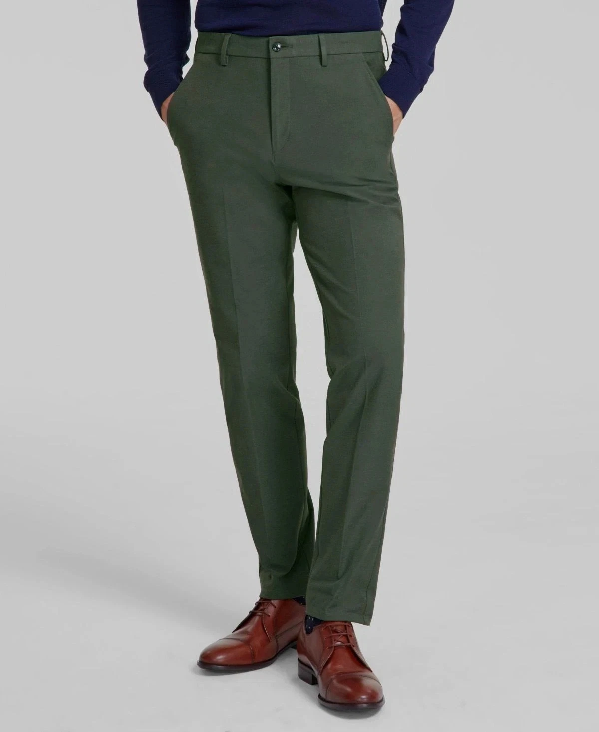 Michael Kors Men's Green Classic-Fit Cotton Performance Dress Pants, 33X32
