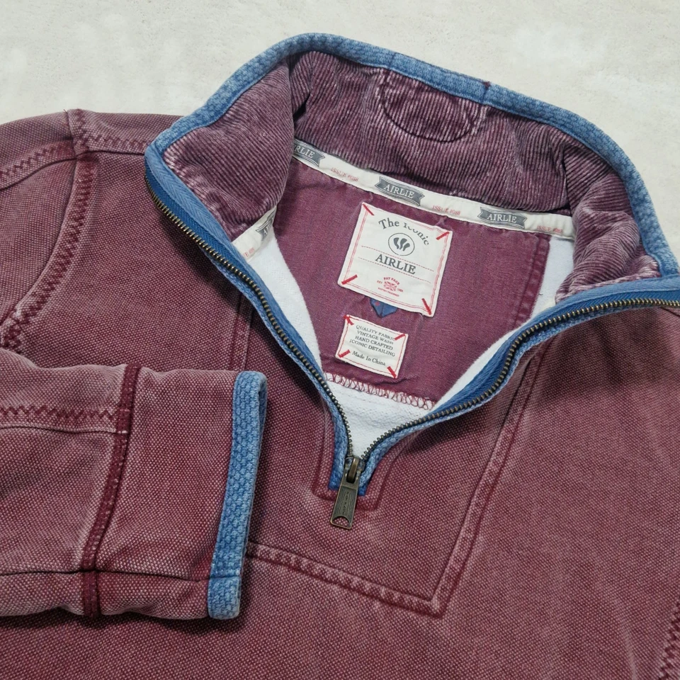 Fat Face Airlie Suéter Para Hombres S Rojo Russet Pana Cuello 1/4 Cremallera ... - Imagen 4 de 4