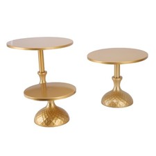 3PCS Gold Iron Round Cake Stand Footed Dessert Table Display Set For Wedding