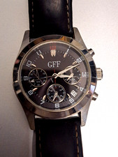 GFF Herrenarmbanduhr mit schwarzem Ziffernblatt, gebraucht