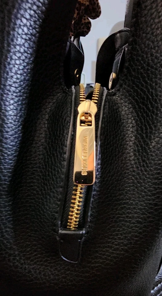 MICHAEL KORS Black "Rosemary"  Pebbled Large Leather Shoulder Bag, Gold Hardware - Image 4 of 4