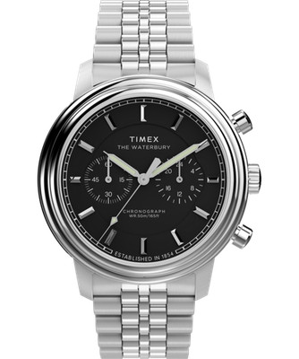 Timex Silver Mens Chronograph Watch Waterbury Metropolitan TW2Y23400