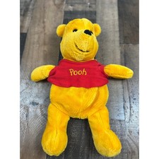 Disney Winnie the Pooh Plush Backpack Yellow Bear Red Shirt Zippered Bag