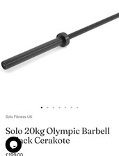 Solo 20kg Olympic Barbell - Black Cerakote