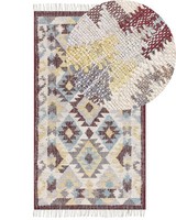 Teppich Jute Mehrfarbig / Bunt 80 X 150 Cm Geometrisches Muster Fransen Fener