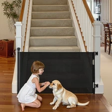 VEVOR Retractable Baby Gate Extends 56.3 inch Wide 31.3 inch Tall Security Lock