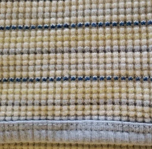 Gerber Baby Thermal Blanket Blue & White Striped 26" x 24" Waffle Weave Plush - Image 2 of 4