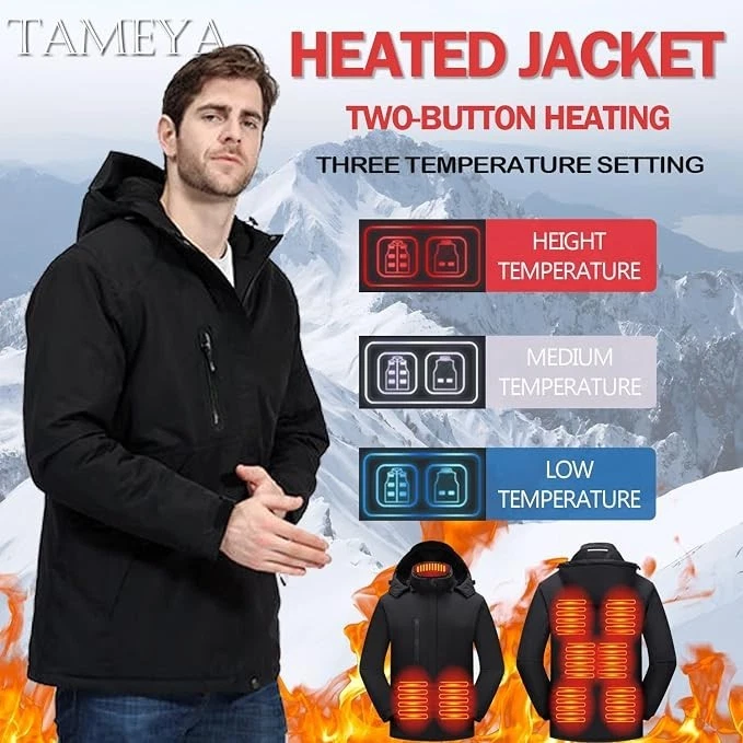 Chaqueta Térmica Calefactable De Hombre Abrigo Con Capucha Calentador Eléctrico - product detail image 3