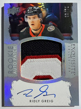 Ridly Greig RC (( #/71 EXQUISITE Rookie Auto Patch )) 2023-24 UD The Cup RPA