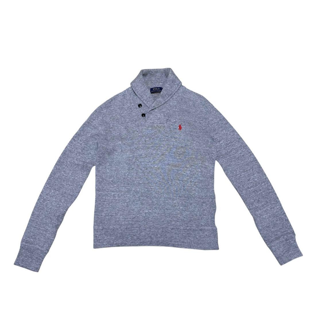 Thread Colllar Ralph Lauren Shawl Collar Half Button Cotton Knit Sweater Gray Size XS ...