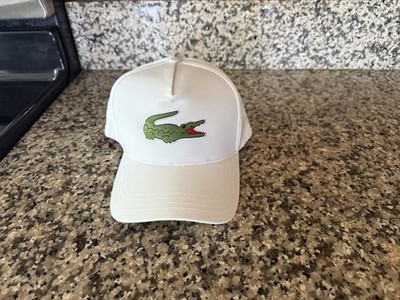 Lacoste 3D Embossed Croco Adjustable Baseball Tennis Hat Sport Strap White Cap